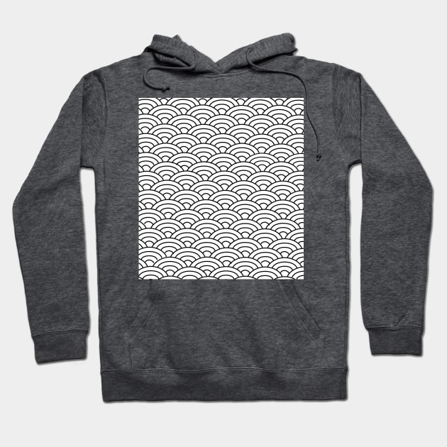 Seigaiha Pattern Black and White Hoodie by edmproject